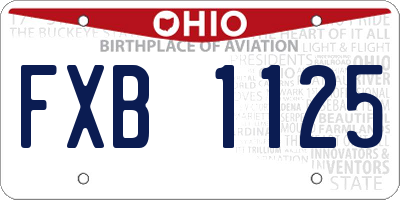 OH license plate FXB1125