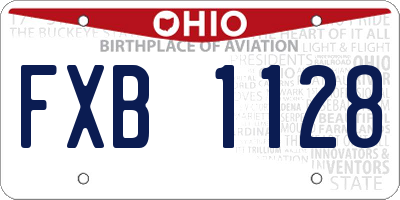 OH license plate FXB1128
