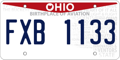 OH license plate FXB1133