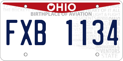 OH license plate FXB1134