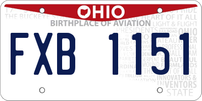 OH license plate FXB1151