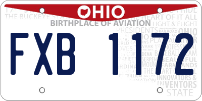 OH license plate FXB1172
