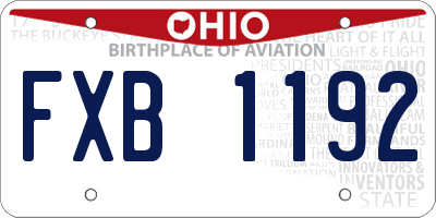 OH license plate FXB1192