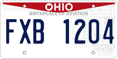 OH license plate FXB1204