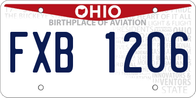 OH license plate FXB1206