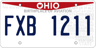 OH license plate FXB1211