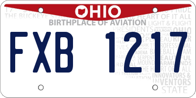 OH license plate FXB1217