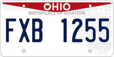 OH license plate FXB1255