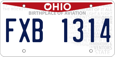 OH license plate FXB1314