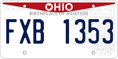 OH license plate FXB1353