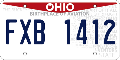 OH license plate FXB1412
