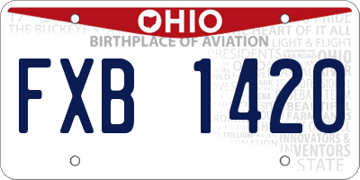 OH license plate FXB1420
