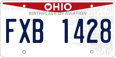 OH license plate FXB1428