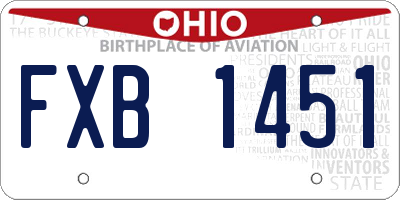 OH license plate FXB1451