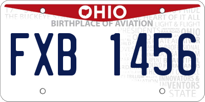 OH license plate FXB1456