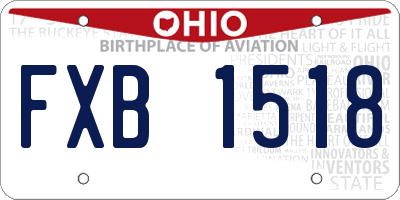 OH license plate FXB1518
