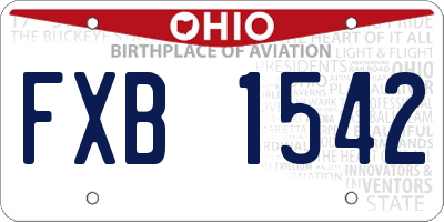 OH license plate FXB1542