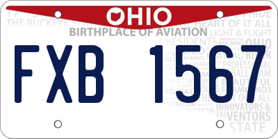 OH license plate FXB1567