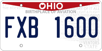 OH license plate FXB1600