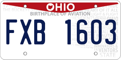 OH license plate FXB1603