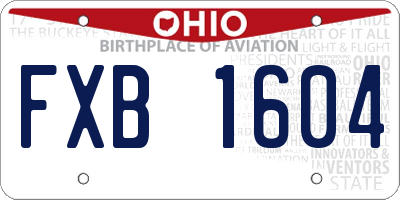 OH license plate FXB1604