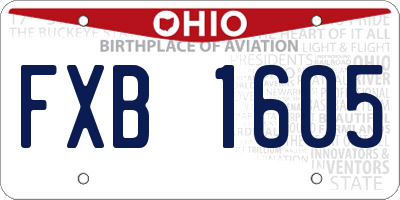 OH license plate FXB1605