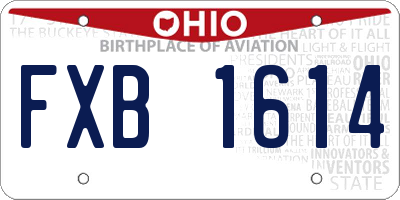 OH license plate FXB1614