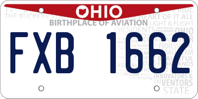 OH license plate FXB1662
