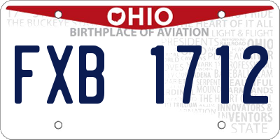 OH license plate FXB1712