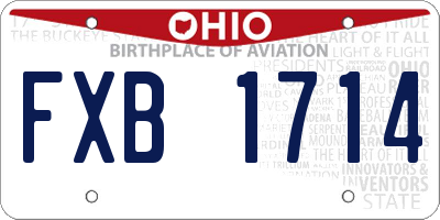 OH license plate FXB1714