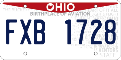 OH license plate FXB1728