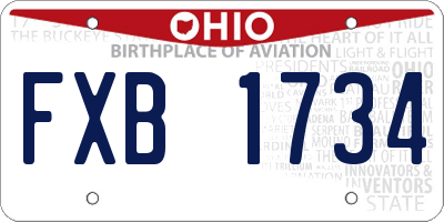 OH license plate FXB1734