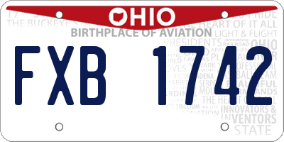 OH license plate FXB1742
