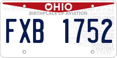 OH license plate FXB1752