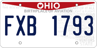 OH license plate FXB1793