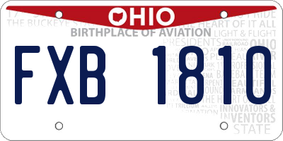 OH license plate FXB1810