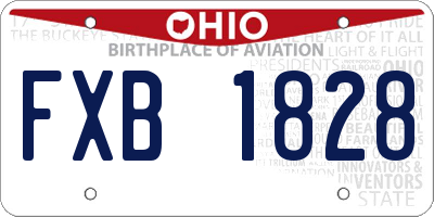 OH license plate FXB1828