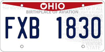 OH license plate FXB1830