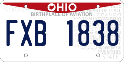 OH license plate FXB1838
