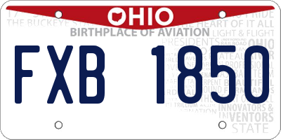 OH license plate FXB1850