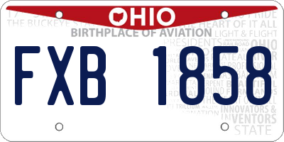 OH license plate FXB1858