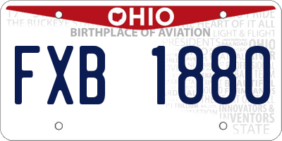 OH license plate FXB1880