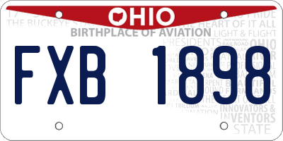 OH license plate FXB1898