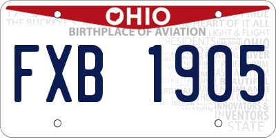 OH license plate FXB1905