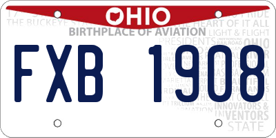 OH license plate FXB1908