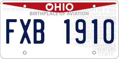 OH license plate FXB1910
