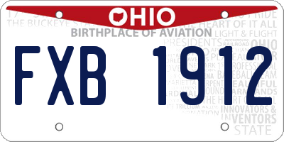 OH license plate FXB1912