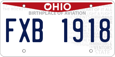 OH license plate FXB1918