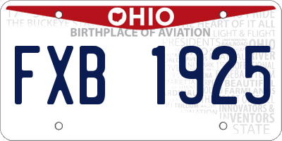 OH license plate FXB1925