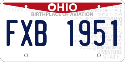 OH license plate FXB1951